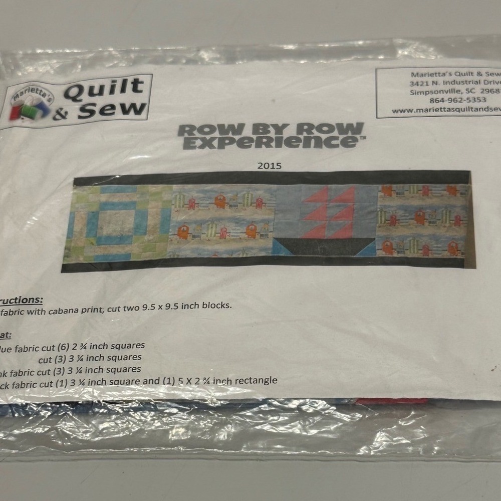 Row by Row Experience 2015 Marietta's Quilt & Sew Beach Sailboat Fabric Kit
